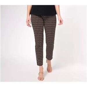 Susan Graver  Premium Stretch Slim Ankle Pant  Black/Spice Petite 2X A610539